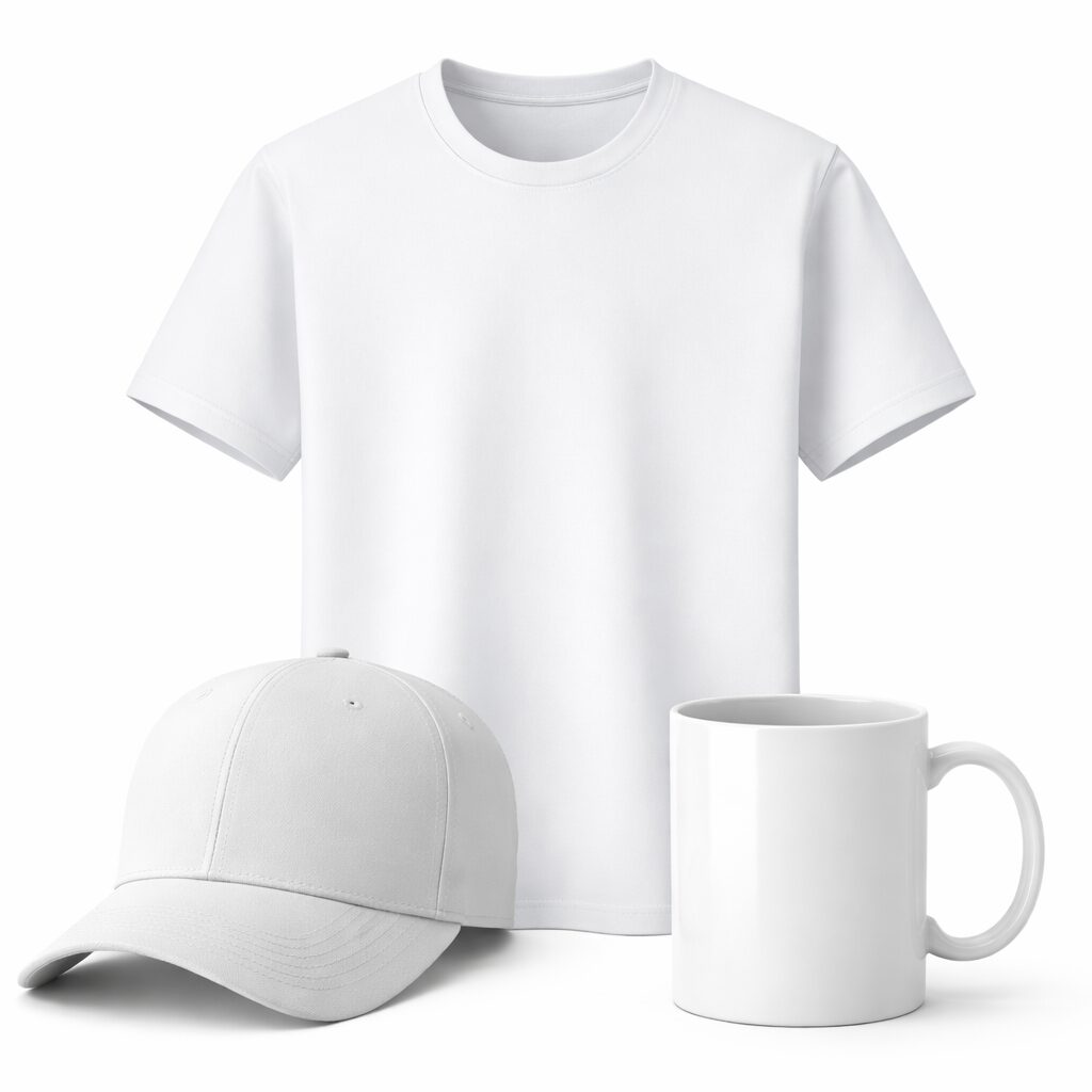 White T Shirt + Cap+ Mug